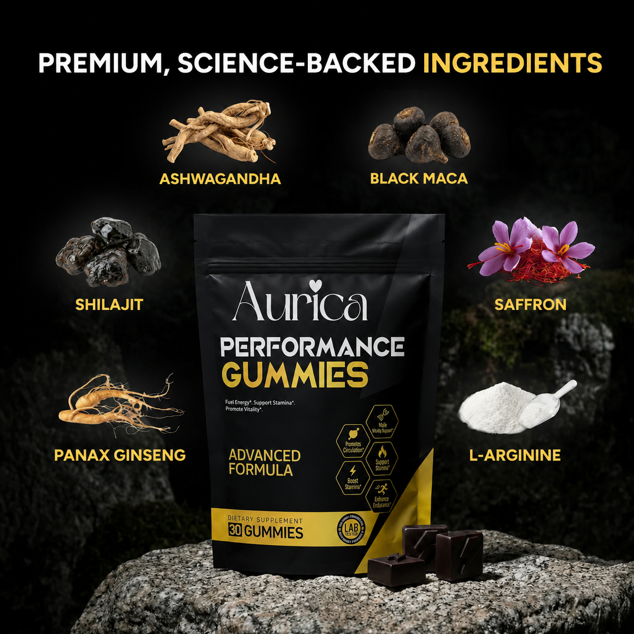 Aurica Shilajit Gummies for Men